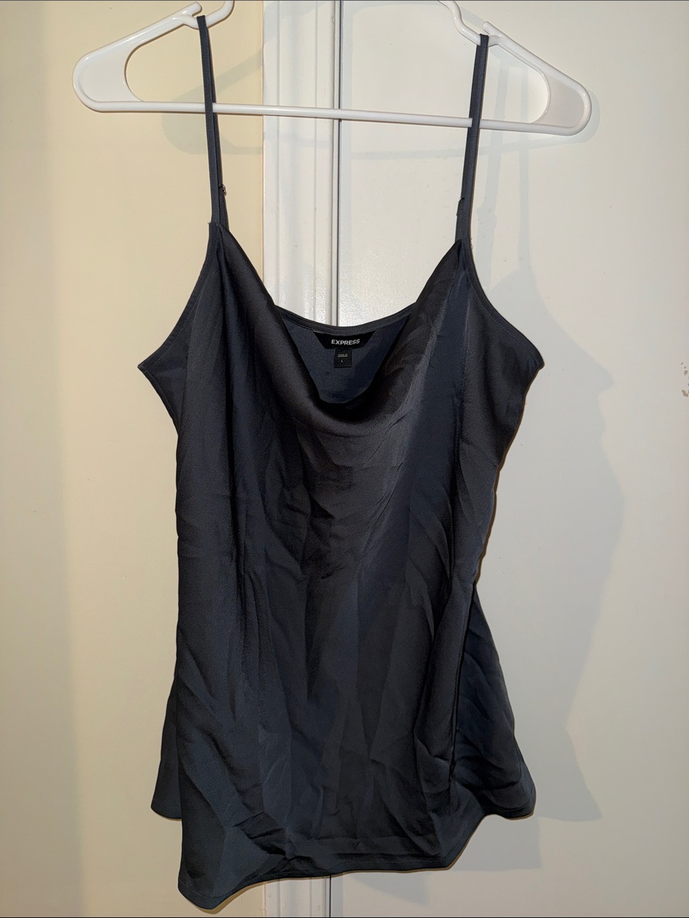 Express Charcoal Grey Satin Cowl Neck Camisole Tank